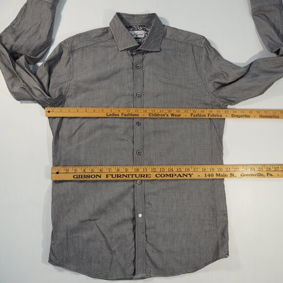 Robert Graham X Shirt Mens 41/16 Gray Flip Cuff Dress Preppy Minimalist Luxury - Picture 6 of 11